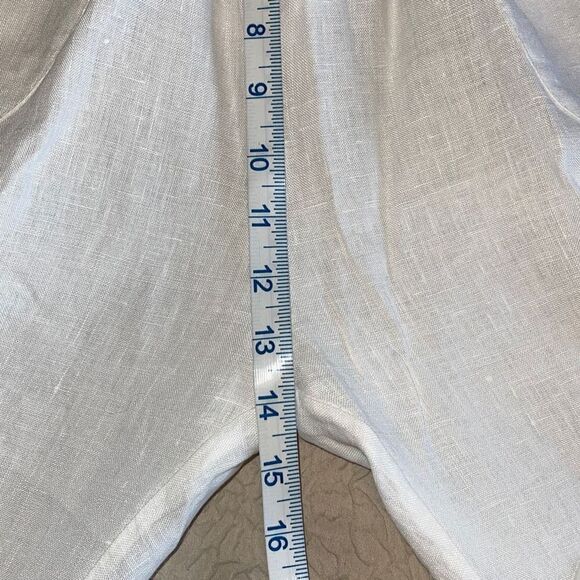 Pure Venice Womens 100% Linen Pants Cropped Tapered Leg Casual White Size Medium - Picture 7 of 9